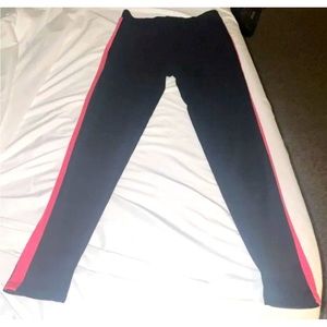Love Ari Black Pink Striped Sweatpants Womens Large Comfy Stretchy Active Wear